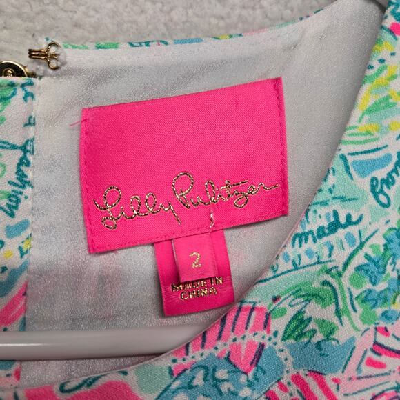Lilly Pulitzer Shift Dress Womens 2 Marli Stretch Shift Pop Up In The Beginning - Picture 3 of 11